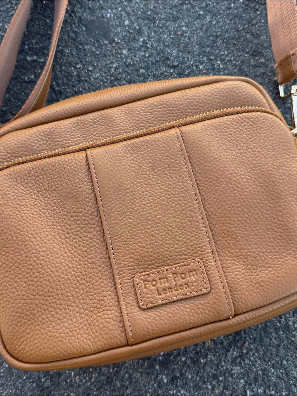 Pom Pom London Original Plus Leather Crossbody Shoulder Bag Brown Leather Wallet - Picture 2 of 9